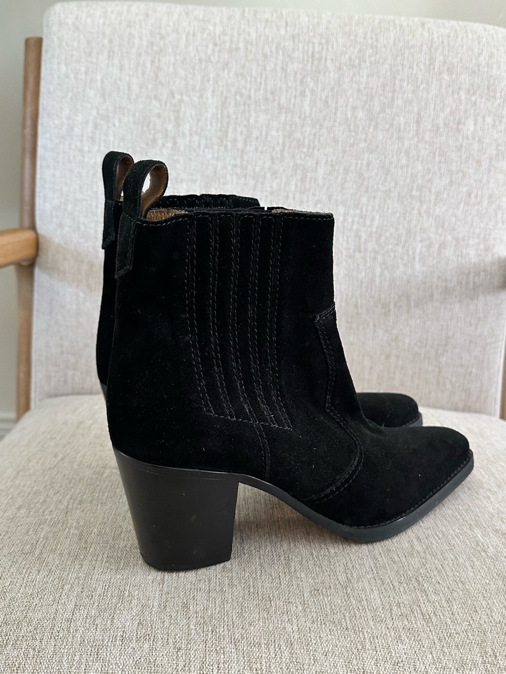GANNI - Women's Black Suede Western Ankle Boots
